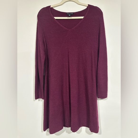 Eileen Fisher Dresses & Skirts - $298 Eileen Fisher Merino Wool Textured Vneck A-line Sweater Dress S Ribbed